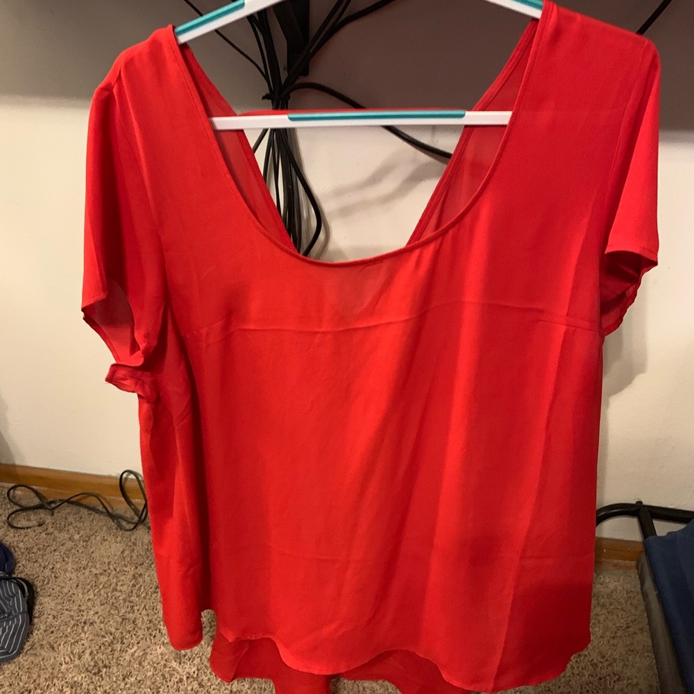 Red chiffon torrid blouse size 1